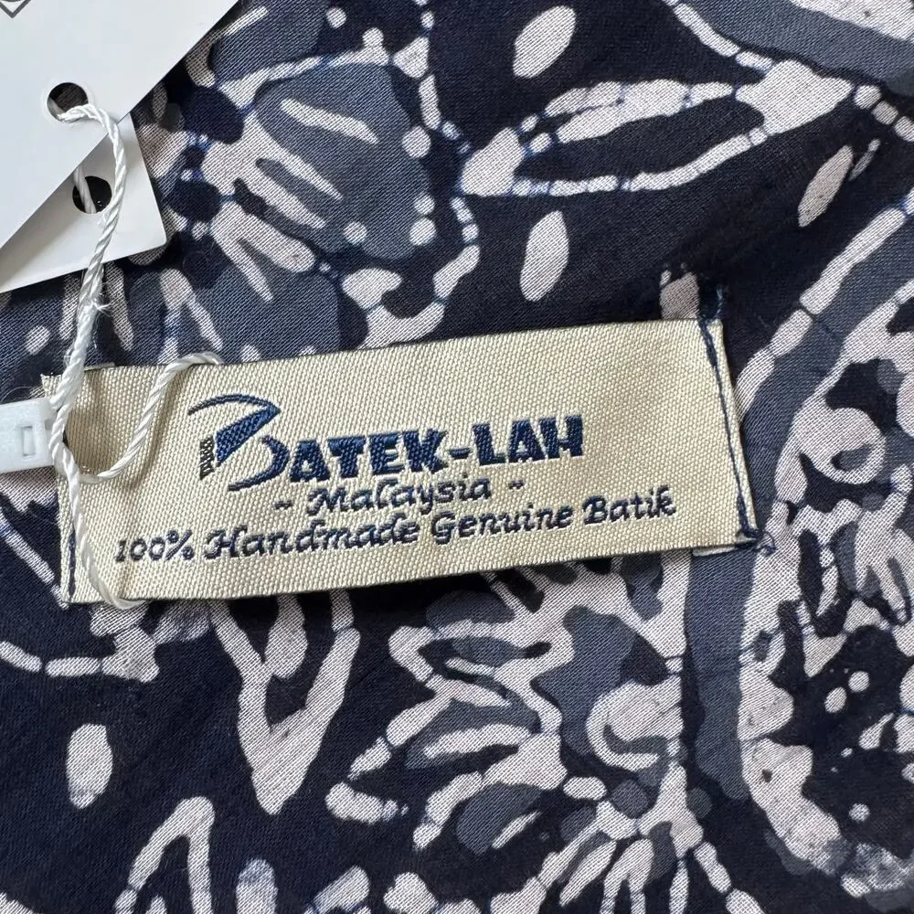 Batek-Lah Navy/White Floral Batik Print Multi-Wear Convertible Sarong Scarf NWT